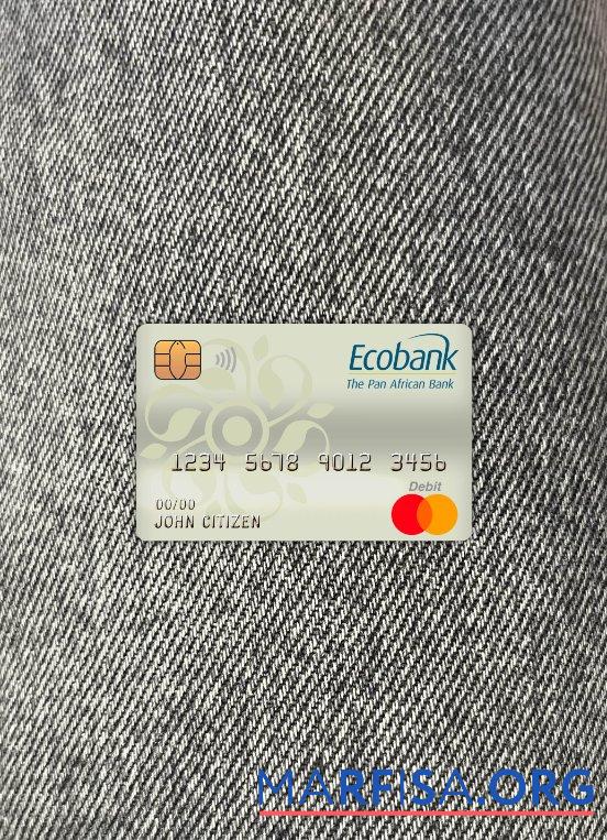 Downloadable Burkina Faso Ecobank bank master debit card photolook front template
